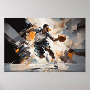 Basketball Action Sport Painting Abstract Art Deco Poster