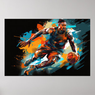 Basketball Action Sport Painting Abstract Art Poster