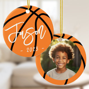 Basketball add custom photo ceramic ornament