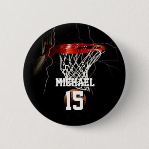 Basketball Add Your Name & Number 2 Inch Round Button