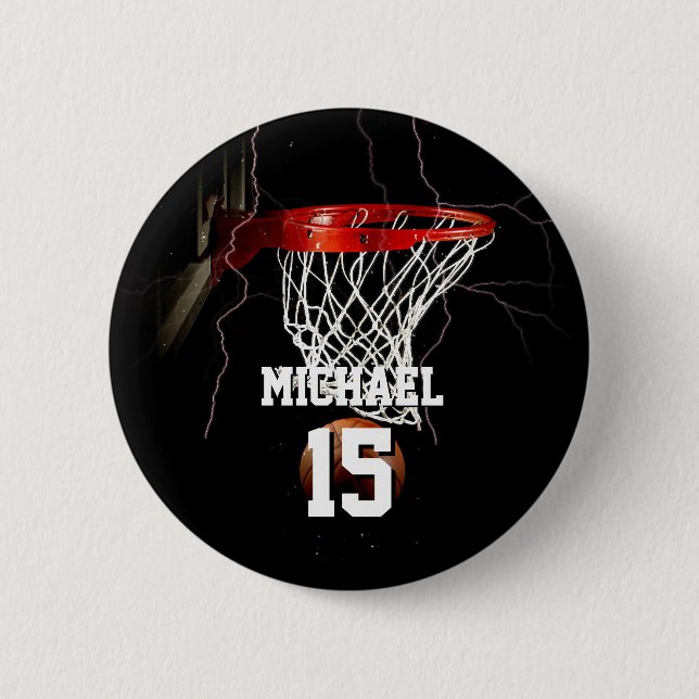 Basketball Add Your Name & Number 2 Inch Round Button (Front)