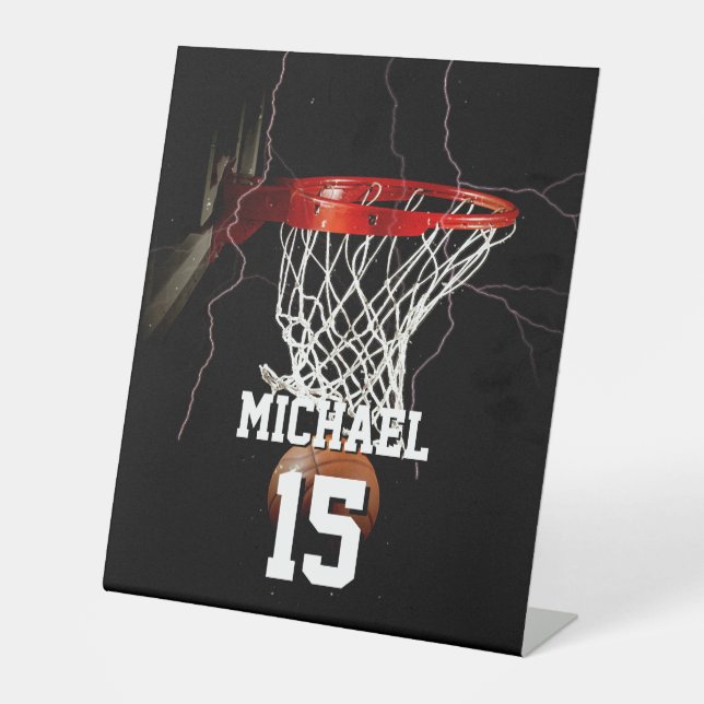 Basketball Add Your Name & Number Pedestal Sign (Front)
