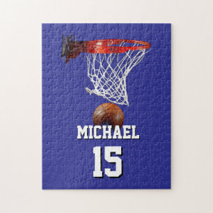 Basketball Add Your Name & Number Pop Art Jigsaw Puzzle