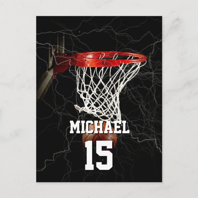 Basketball Add Your Name & Number Pop Art Postcard (Front)