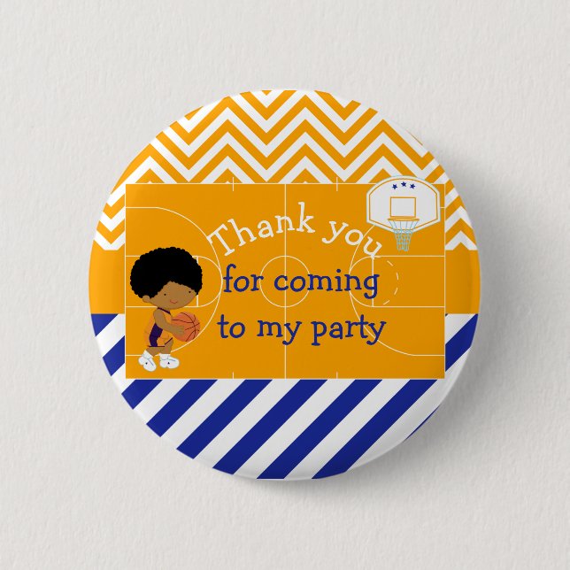Basketball African American 'Thank you for coming' 2 Inch Round Button (Front)