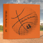 Basketball Album Orange Sport Series Binder<br><div class="desc">Serious basketball championship look to this orange album, with digital graphic sphere and artist drawn lines on front. Customizable script name and number on basketball illusion. Spine title is also custom. Back has artist drawn "Nothin' but Net!" with basketball hoop and a similar basketball as on front. Perfect for anyone...</div>