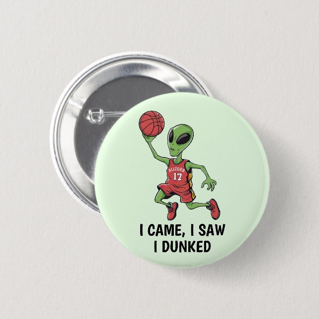 Basketball Alien 2 Inch Round Button (Front & Back)