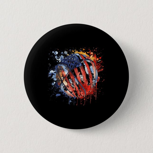 Basketball America Basketball Hoop Usa Artwork Wat 2 Inch Round Button (Front)