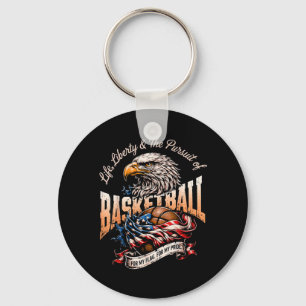 Basketball American Flag Basketball Patriotic USA Keychain