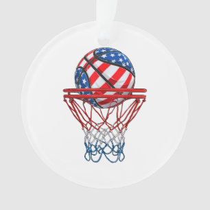 Basketball American Patriotic 4th Of July US Flag Ornament