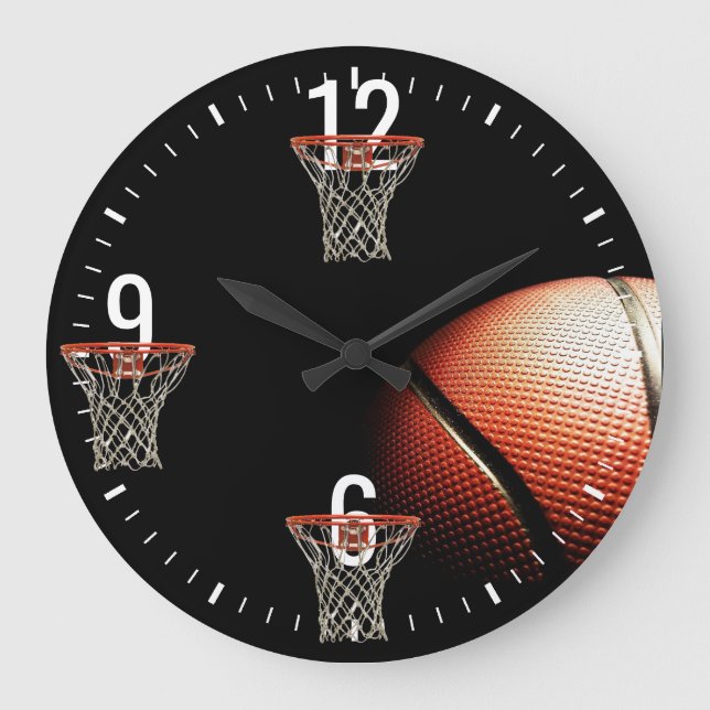 basketball and baskets wall clock (Front)