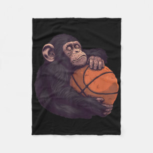 Basketball Animal Art Drawing Monkey Basketball Pl Fleece Blanket