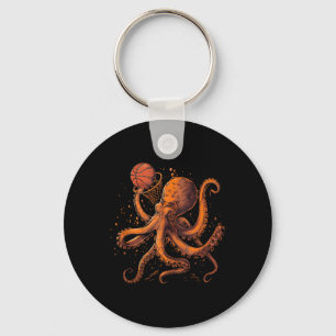 Basketball Animal Art Octopus Basketball Lover Dra Keychain