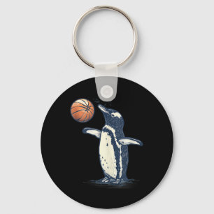 Basketball Animal Art Penguin Basketball Lover Dra Keychain