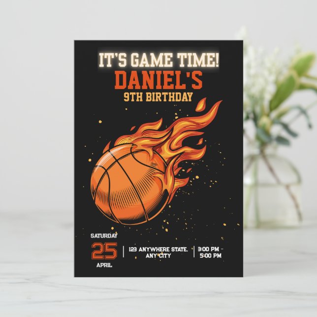 Basketball Anniversaire Invitation Editable Basket (Debout devant)