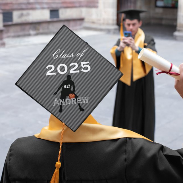 Basketball Any Custom Colour Class of Year Graduation Cap Topper (Change to year needed. Template has xx as place holder & needs to be changed to receive correct date)