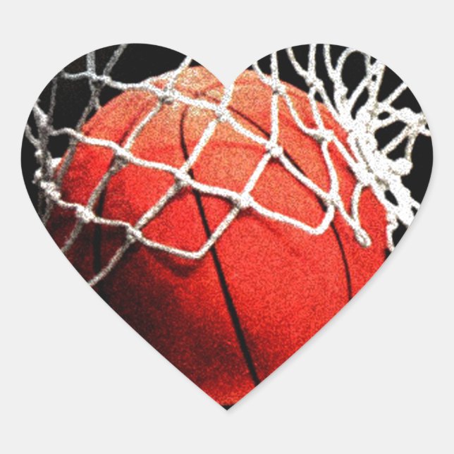 Basketball Art Heart Sticker (Front)