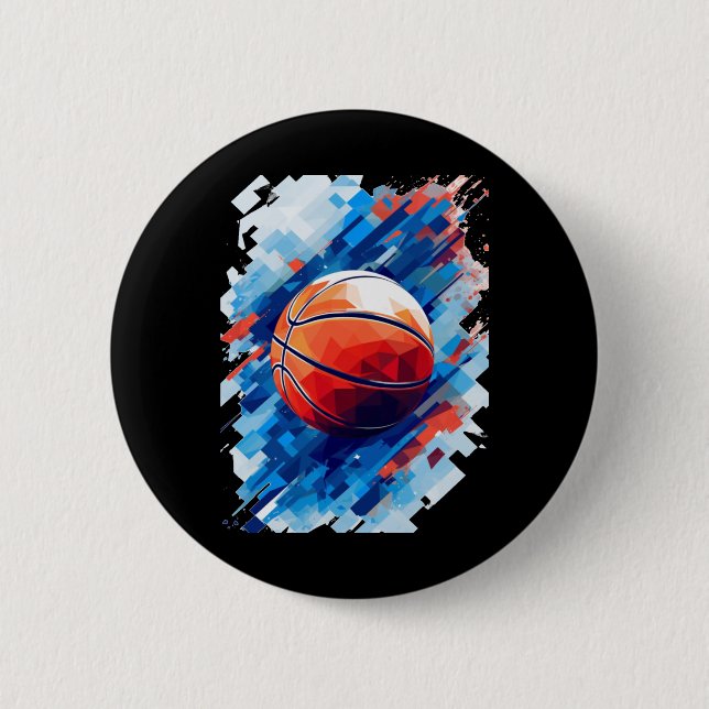 Basketball Art Poster Graphic 1  2 Inch Round Button (Front)