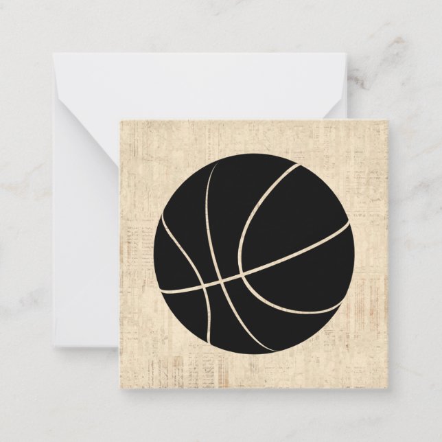 Basketball Art Vintage Beige Script Paper Style Card (Front)