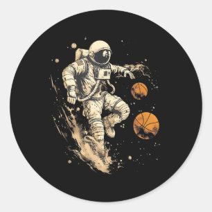 Basketball Artwork Astronaut Bball Player Splash D Classic Round Sticker