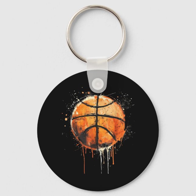 Basketball Artwork Basketball Hoop Colourful Water Keychain (Front)