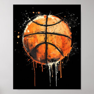 Basketball Artwork Basketball Hoop Colourful Water Poster