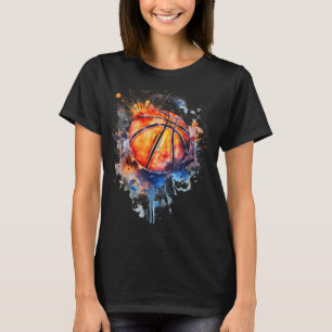 Basketball Artwork Basketball Hoop Colourful Water T-Shirt