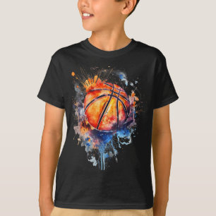 Basketball Artwork Basketball Hoop Colourful Water T-Shirt