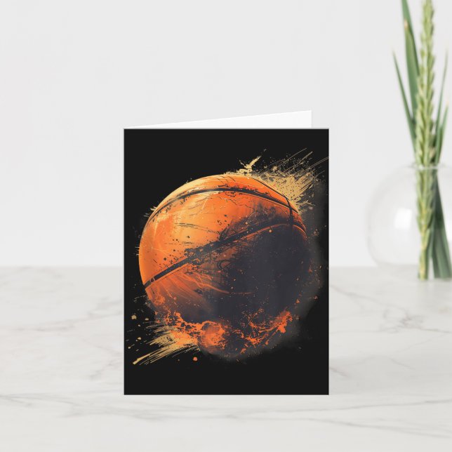 Basketball Artwork Basketball Lover Drawing Waterc Card (Front)
