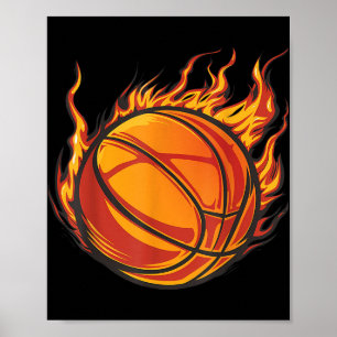 Basketball Artwork Basketball Lover Flaming Hot Dr Poster