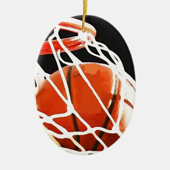 Basketball Artwork Ceramic Ornament (Front)
