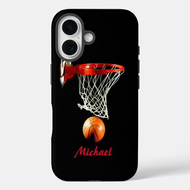 Basketball Artwork Your Name Black White Red Case-Mate iPhone Case (Back)