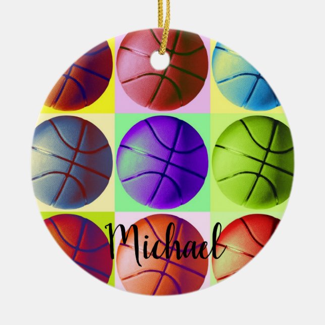 Basketball Artwork Your Name Custom Ceramic Ornament (Front)