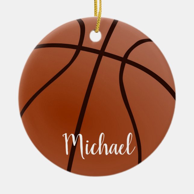 Basketball Artwork Your Name Custom Ceramic Ornament (Front)