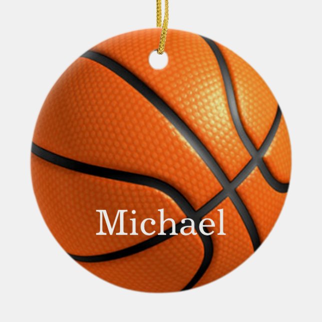 Basketball Artwork Your Name Custom Ceramic Ornament (Front)