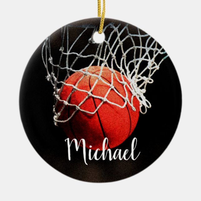 Basketball Artwork Your Name Custom Ceramic Ornament (Front)