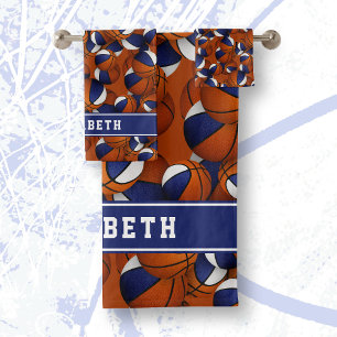 basketball athlete name sports team colours blue bath towel set
