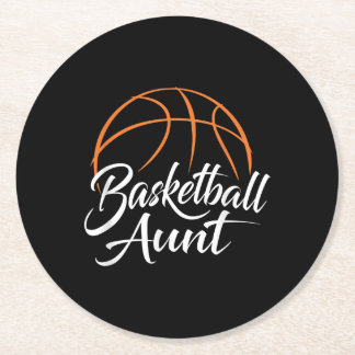 Basketball Aunt Basketball Mom Auntie Gift Round Paper Coaster