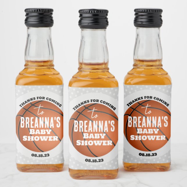 Basketball Baby Shower Party Liquor Bottle Label (Bottles)