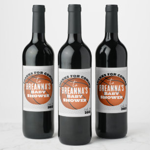 Basketball Baby Shower Party Wine Label