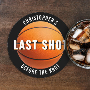 Basketball Bachelor Party Last Shot Before Knot Round Paper Coaster