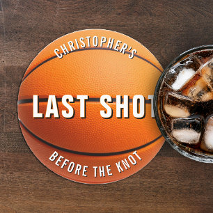 Basketball Bachelor Party Last Shot Before Knot Round Paper Coaster