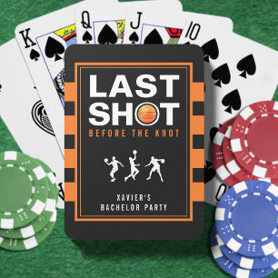 Basketball Bachelor Party Last Shot Orange Striped Playing Cards