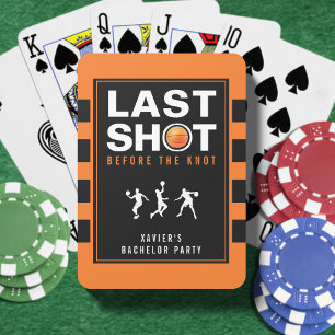 Basketball Bachelor Party Last Shot Orange Striped Playing Cards