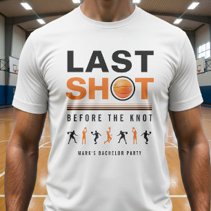 Basketball Bachelor Party Last Shot Orange & White T-Shirt