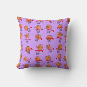 Basketball - Ball and Hoop Pattern Throw Pillow