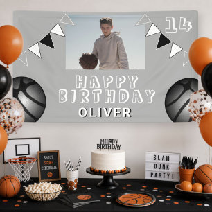 Basketball Ball Bunting Flags Photo Birthday Banner