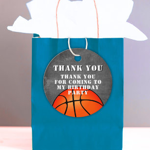 Basketball Ball Chalkboard Birthday Thank you Favour Tags