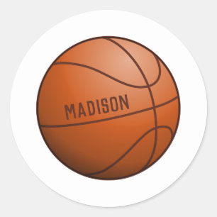 Basketball Ball Custom Name Classic Round Sticker