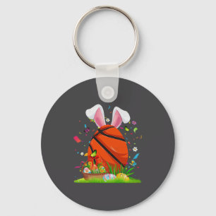 Basketball Ball Egg Bunny Ears Happy Easter Day Keychain